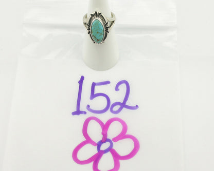 Navajo Ring .925 Silver Natural Mined Turquoise Artist Signed Gecko C.80's