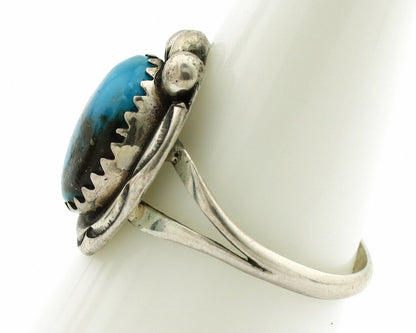 Navajo Ring .925 Silver Blue Turquoise Native American Artist C.1980's