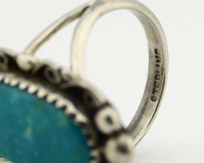Navajo Ring .925 Silver Blue Turquoise Native American Artist C.80's