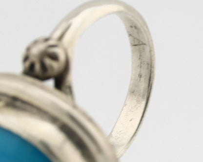 Navajo Ring .925 Silver Natural Blue Turquoise Native American Artist C.1980's
