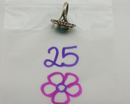 Navajo Ring .925 Silver Natural Mined Turquoise Artist Signed M Montoya C.80's