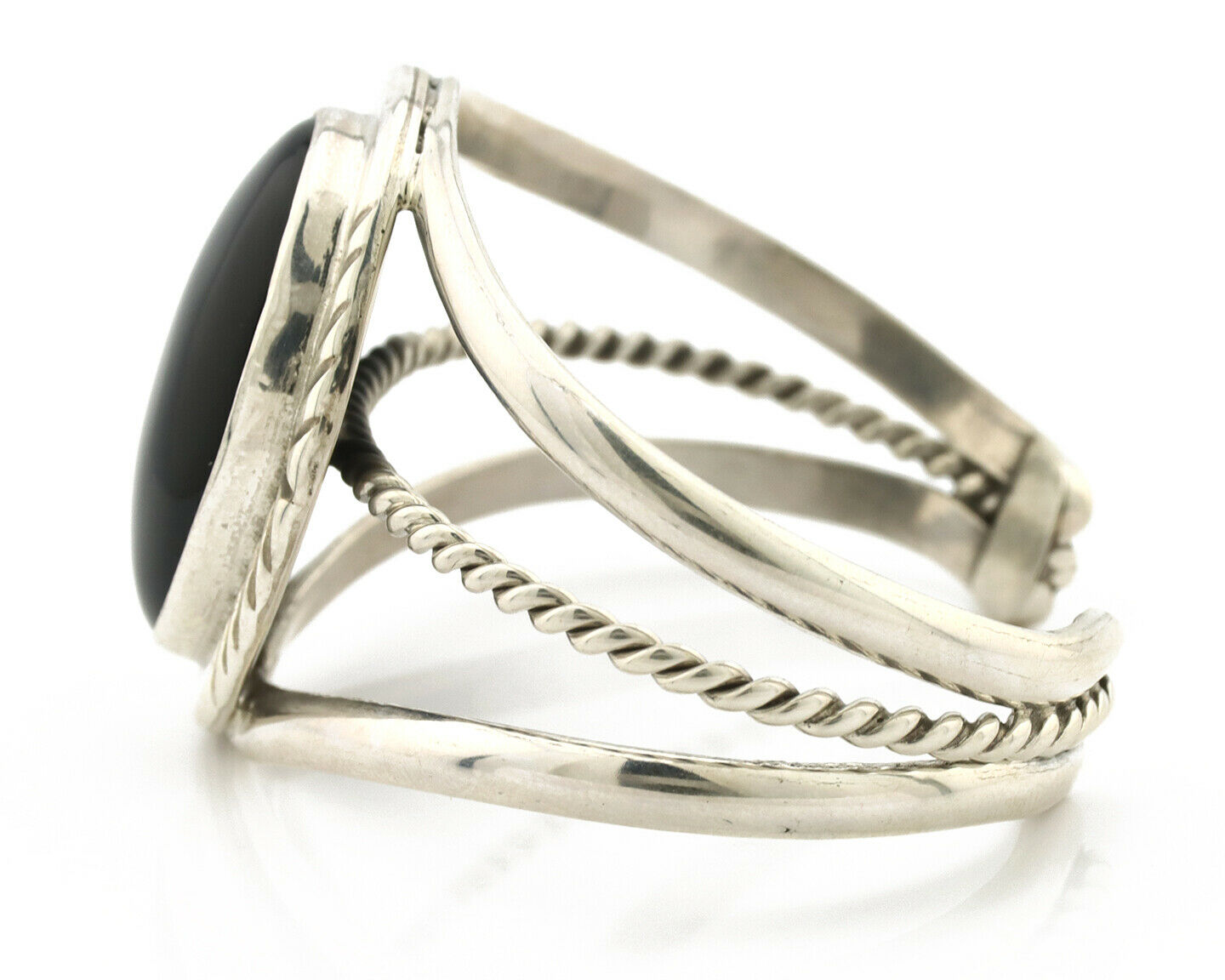 Navajo Bracelet .925 Silver Black Onyx Artist Native American C.90's