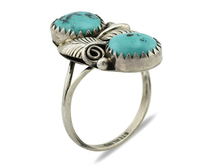Navajo Ring .925 Silver Natural Blue Turquoise Native American Artist C.1980's