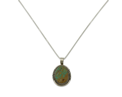 Navajo Pendant .925 Silver Natural Turquoise Artist Signed AB C.80's