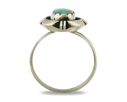 Navajo Ring .925 Silver Kingman Turquoise Artist Signed Apache C.80's