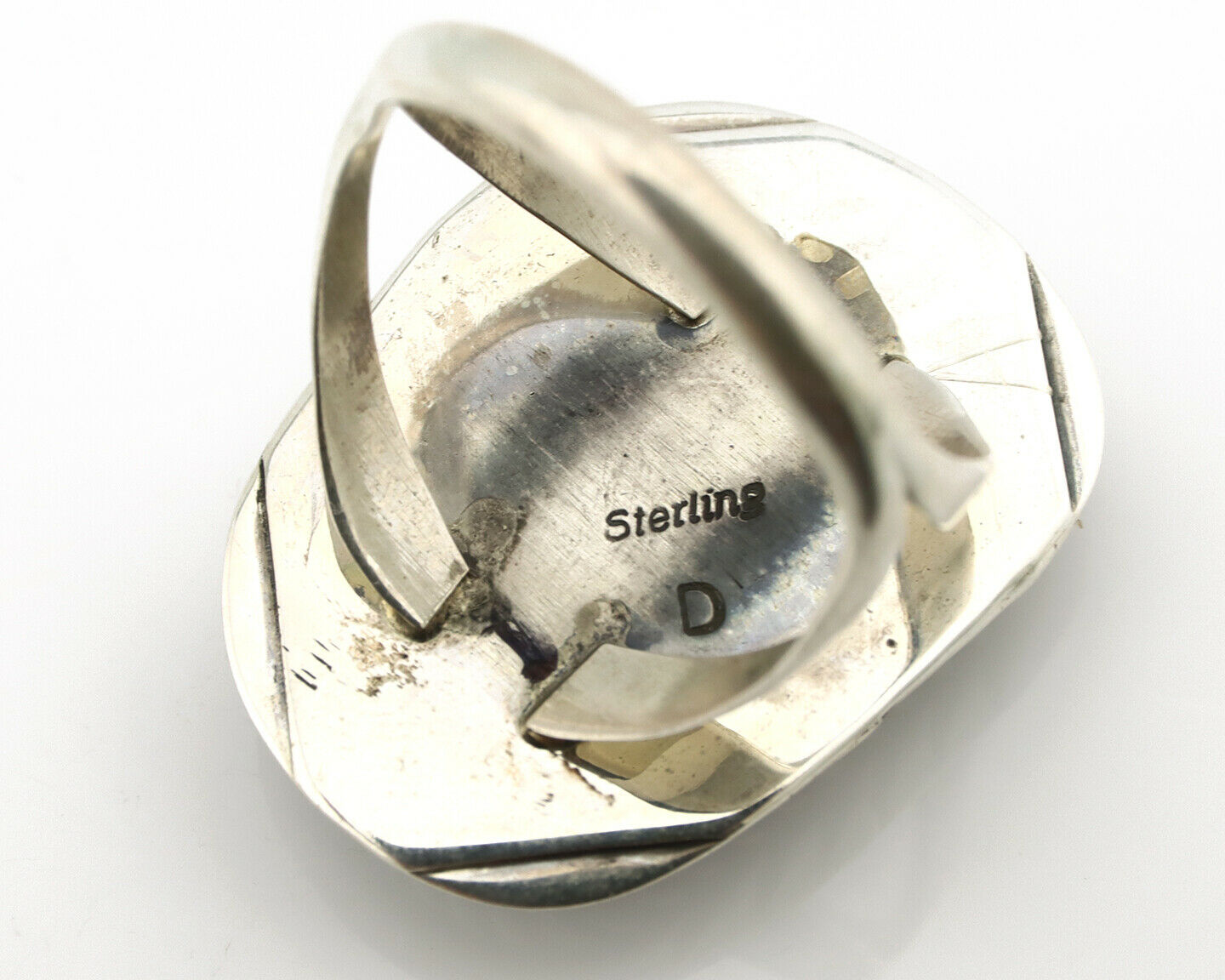 Navajo Ring .925 Silver Blue Sleeping Beauty Turquoise Signed D C.80's