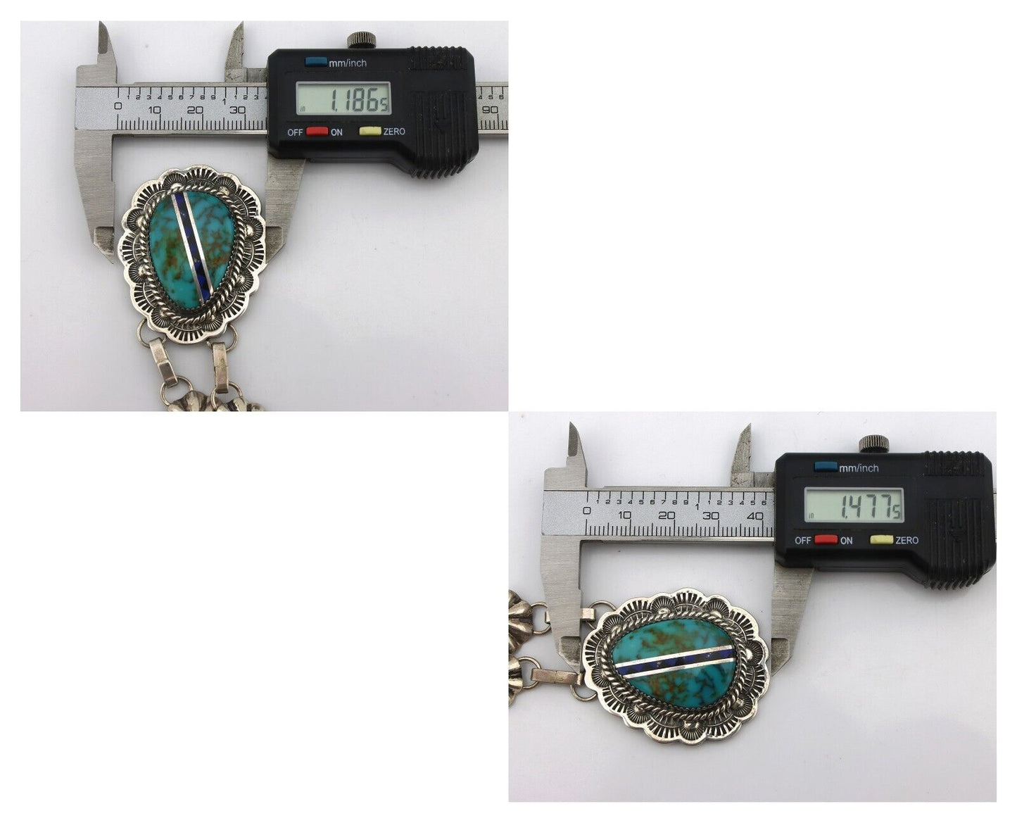 Navajo Necklace 925 Silver Turquoise, Onyx, Lapis Artist Signed M Begay C.80's