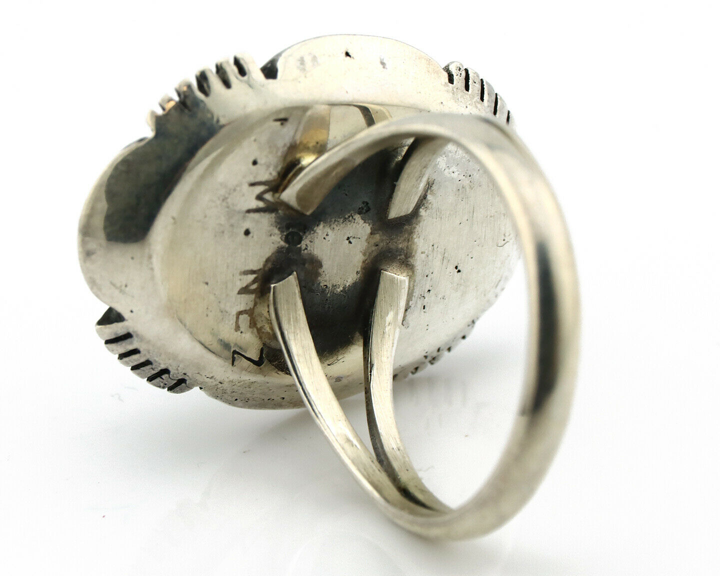 Navajo Ring .925 Silver Kingman Turquoise Artist Signed M Nez C80s