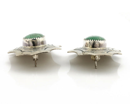 Navajo Earrings .925 Silver Crescent Valley Turquoise Native American Artist C80