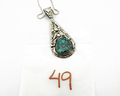 Navajo Necklace .925 Silver Spiderweb Turquoise Artist Billy Eagle C.80's