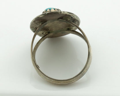 Navajo Ring .925 Silver Easter Blue Turquoise Native American Artist C.1980's