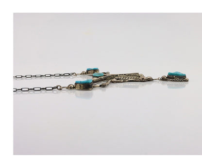 Navajo Necklace 925 Silver Sleeping Beauty Turquoise Native American C.80's