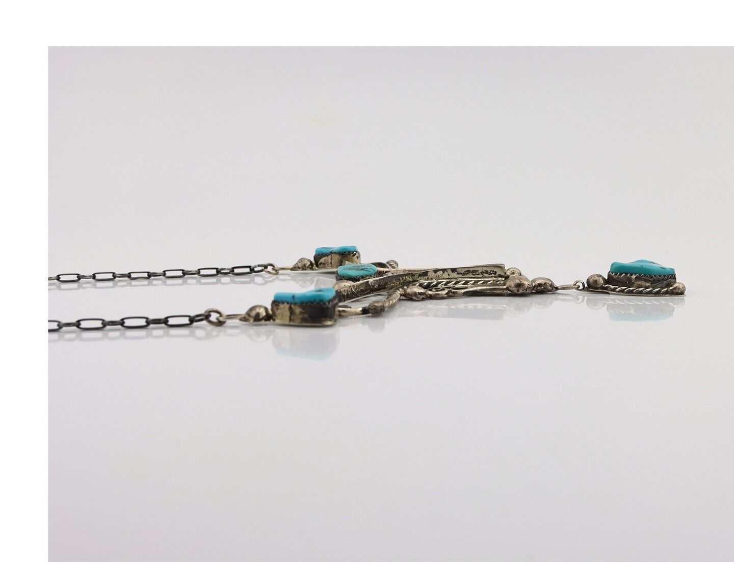 Navajo Necklace 925 Silver Sleeping Beauty Turquoise Native American C.80's