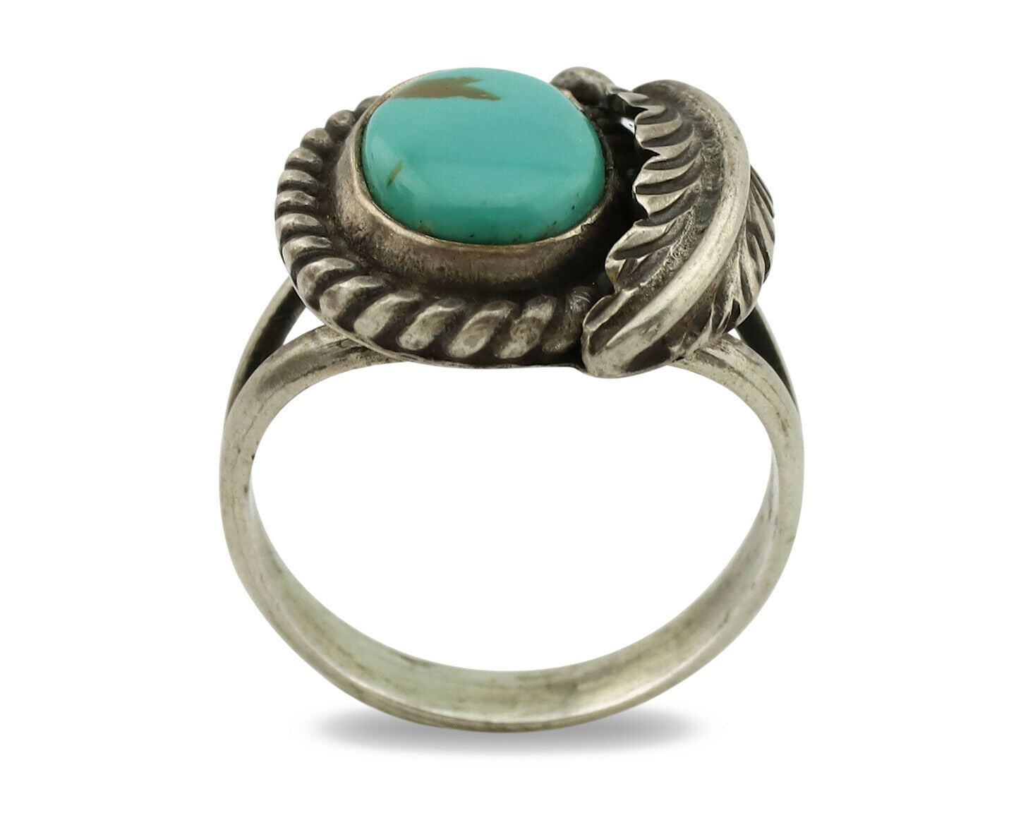Navajo Ring .925 Silver Kingman Turquoise Artist Signed Sun C.1980's