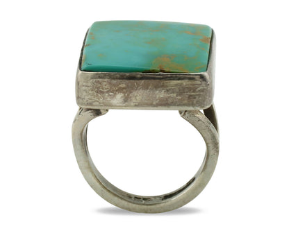 Navajo Ring .925 Silver Kingman Turquoise Artist Signed Gecko C.80's