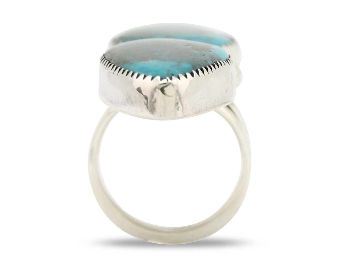 Navajo Ring 925 Silver Black & Blue Turquoise Artist Signed LTB C.80's