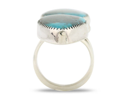 Navajo Ring 925 Silver Black & Blue Turquoise Artist Signed LTB C.80's