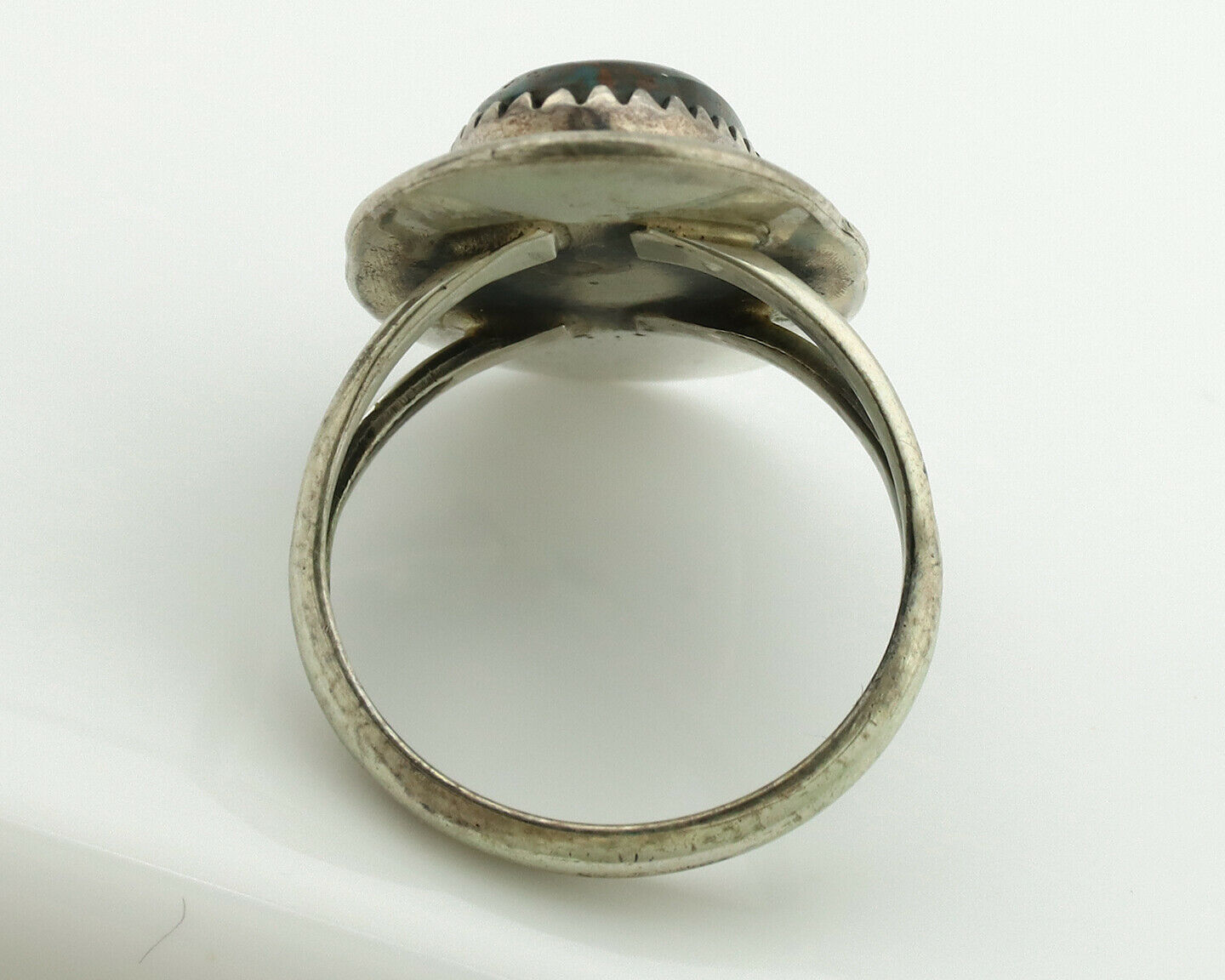 Navajo Ring .925 Silver Nevada Turquoise Native American Artist C.1980's