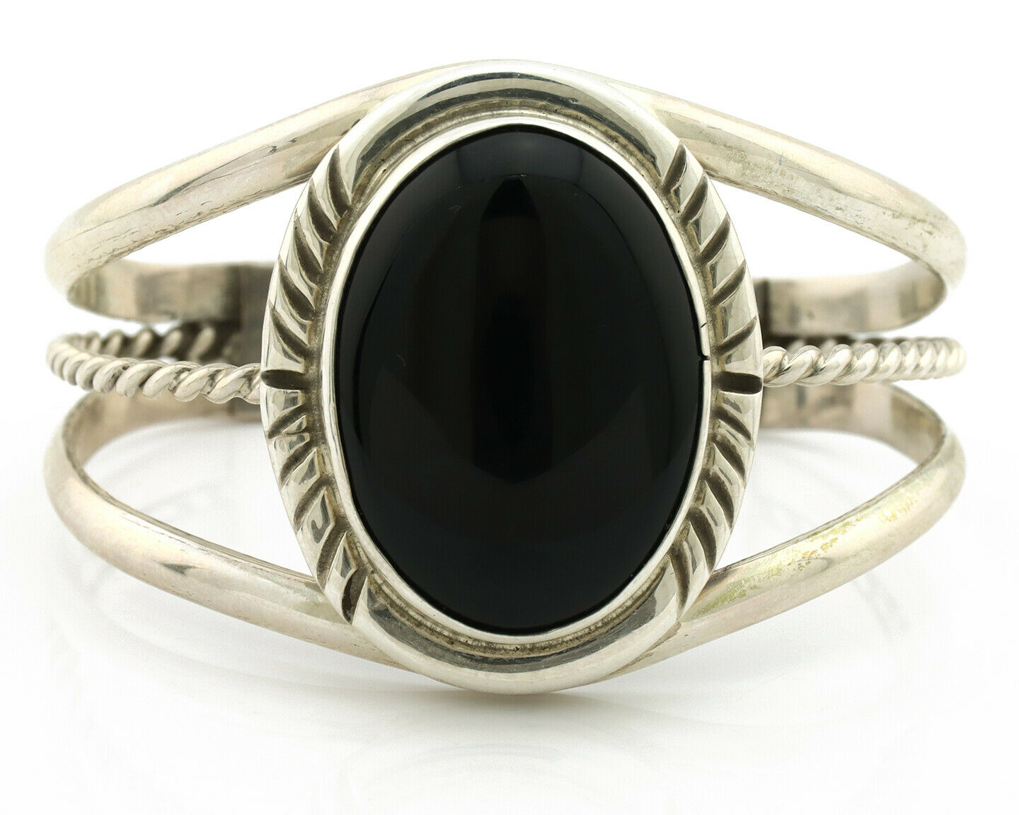 Navajo Bracelet .925 Silver Natural Black Onyx Artist Native American C.90's