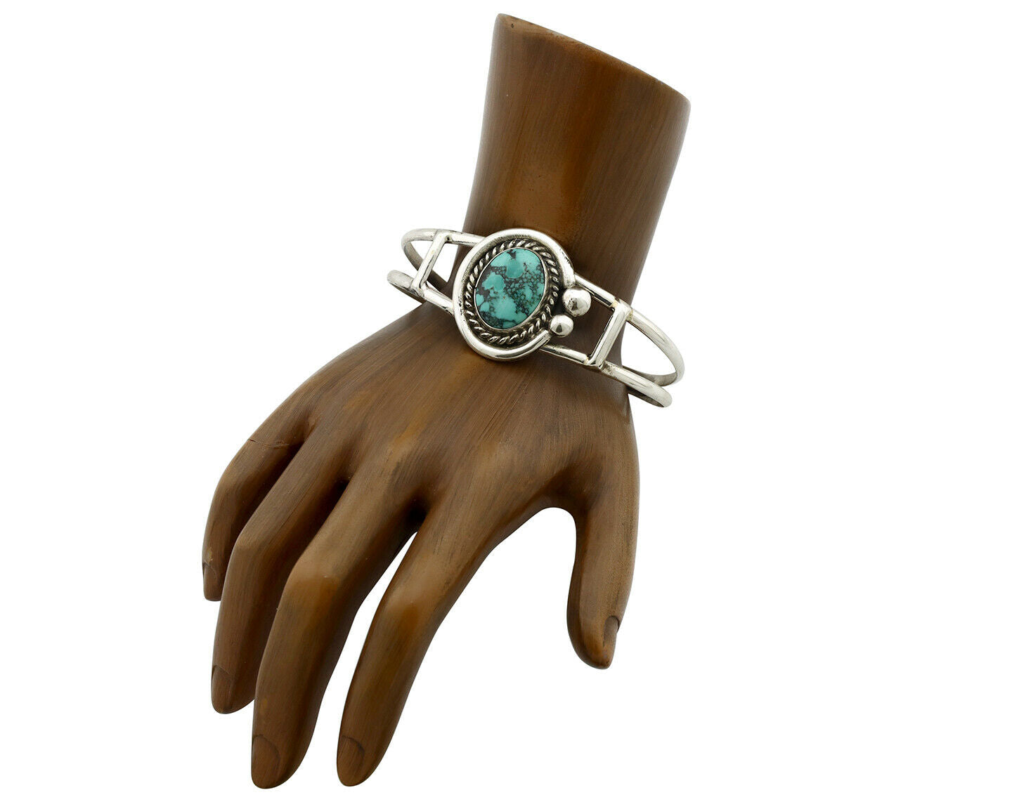 Navajo Bracelet .925 Silver Blue Green Turquoise Artist Signed C Montoya 80's