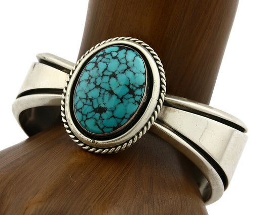 Navajo Bracelet .925 Silver Turquoise Mountain Signed ED C.80's