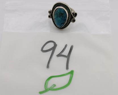 Navajo Ring .925 Silver Blue Gem Turquoise Native American Artist C.1980's