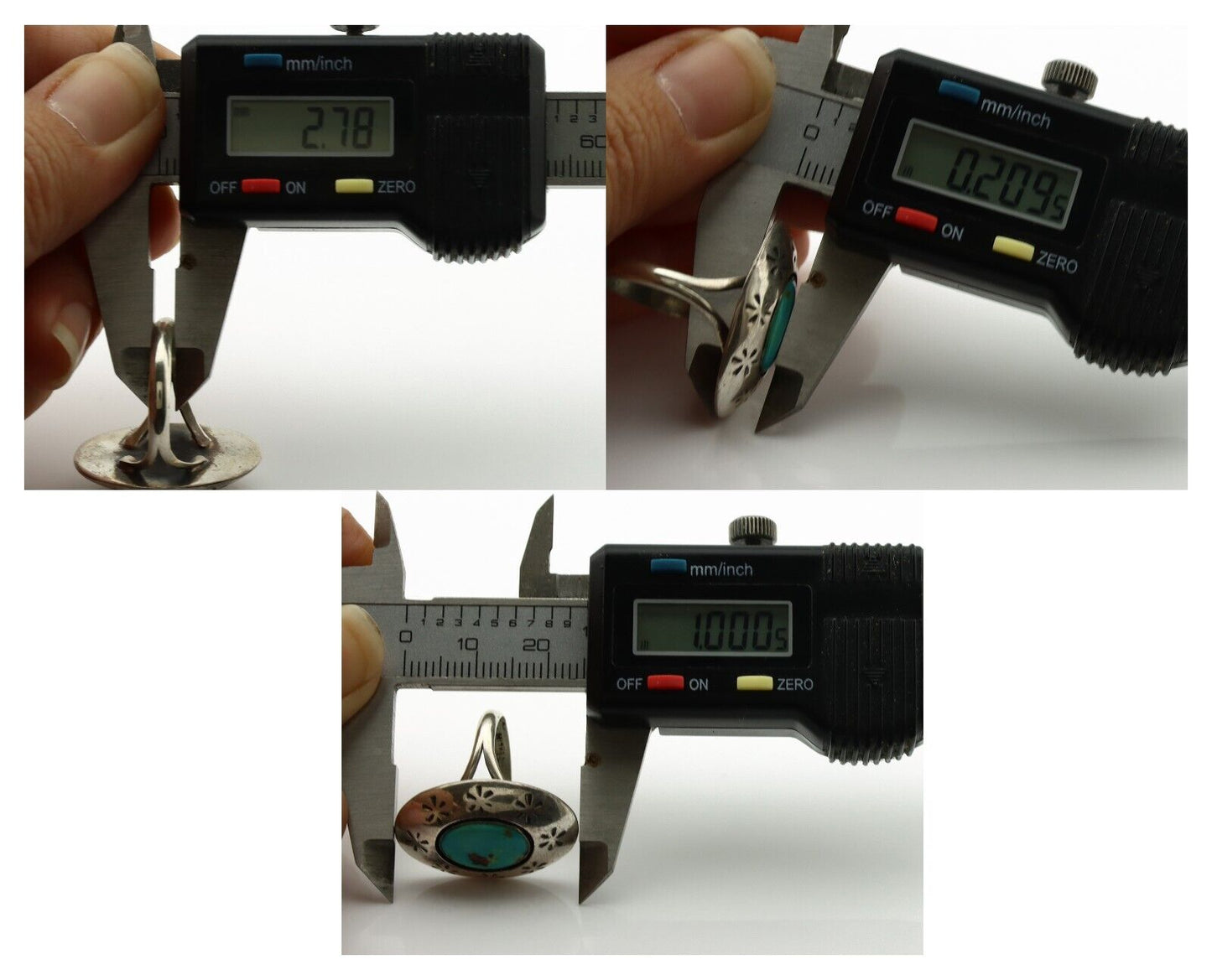 Navajo Ring .925 Silver Natural Blue Turquoise Native American Artist C.1980's
