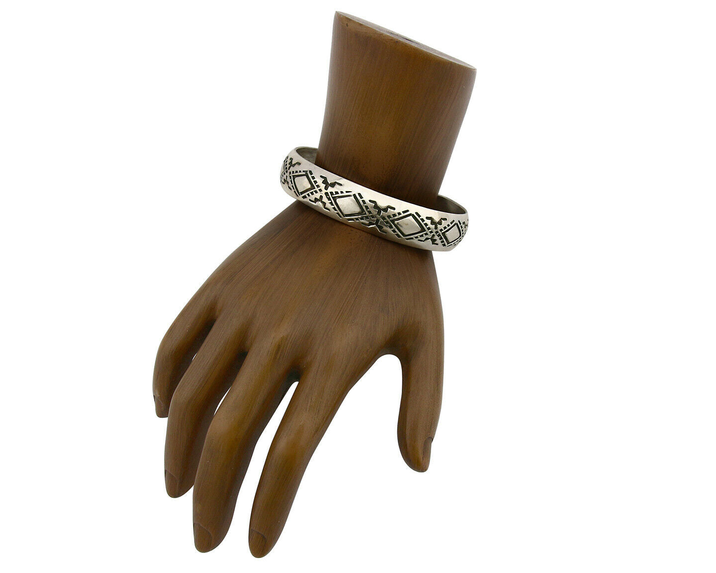 Navajo Bracelet .925 Silver Hand Stamped Artist Signed Tracy C.80's