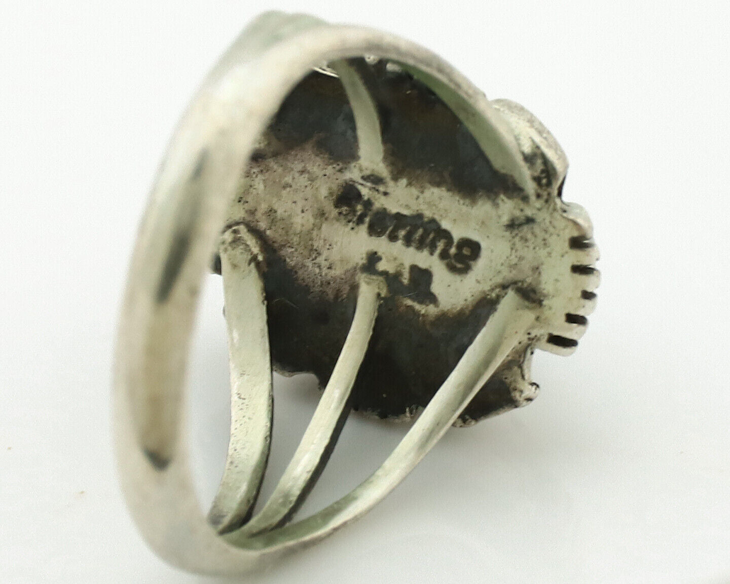 Navajo Ring .925 Silver Sleeping Beauty Turquoise Signed TLW C.80's