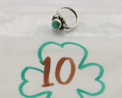 Navajo Ring .925 Silver Kingman Turquoise Artist Signed Gecko C.90's