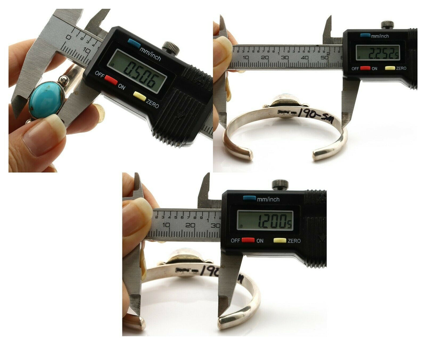 Navajo Bracelet .925 Silver Morenci Turquoise Native American Artist C.80's