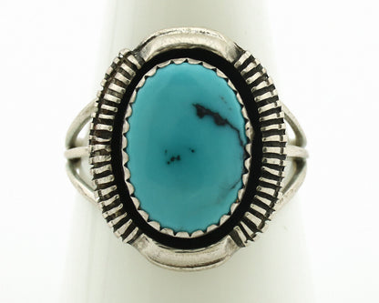 Navajo Ring .925 Silver Sleeping Beauty Turquoise Native Artist C.80's