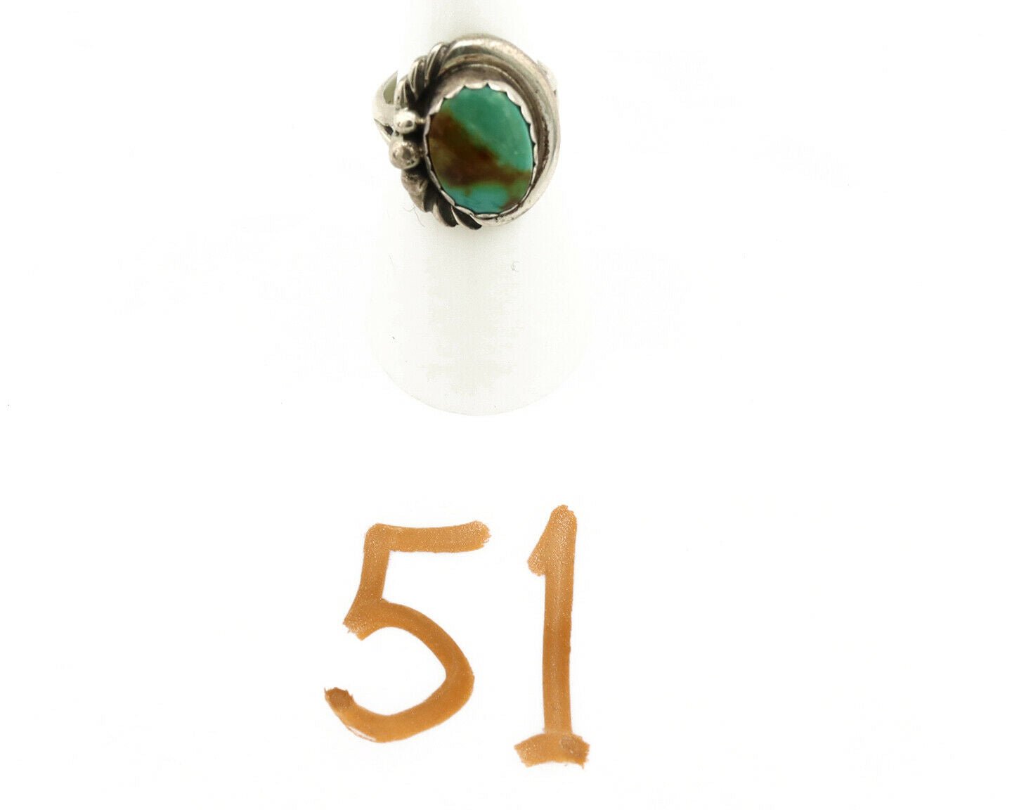 Navajo Ring .925 Silver Kingman Turquoise Native American Artist C.1980's