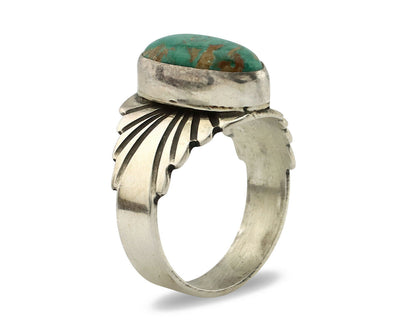 Navajo Ring .925 Silver Blue Green Arizona Turquoise Artist Signed Apache C.80's