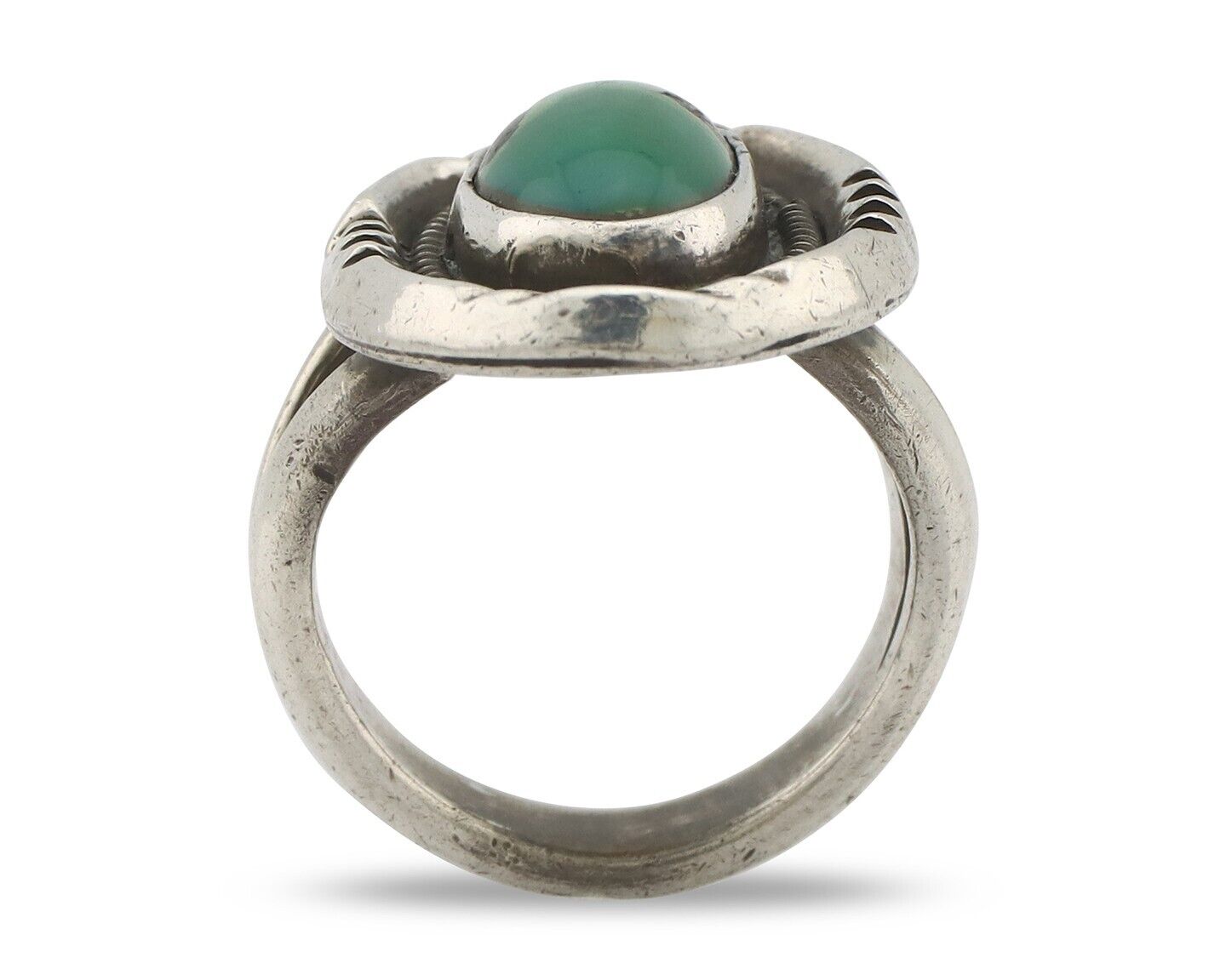 Navajo Handmade Ring 925 Silver Kingman Turquoise Native Artist C.80's