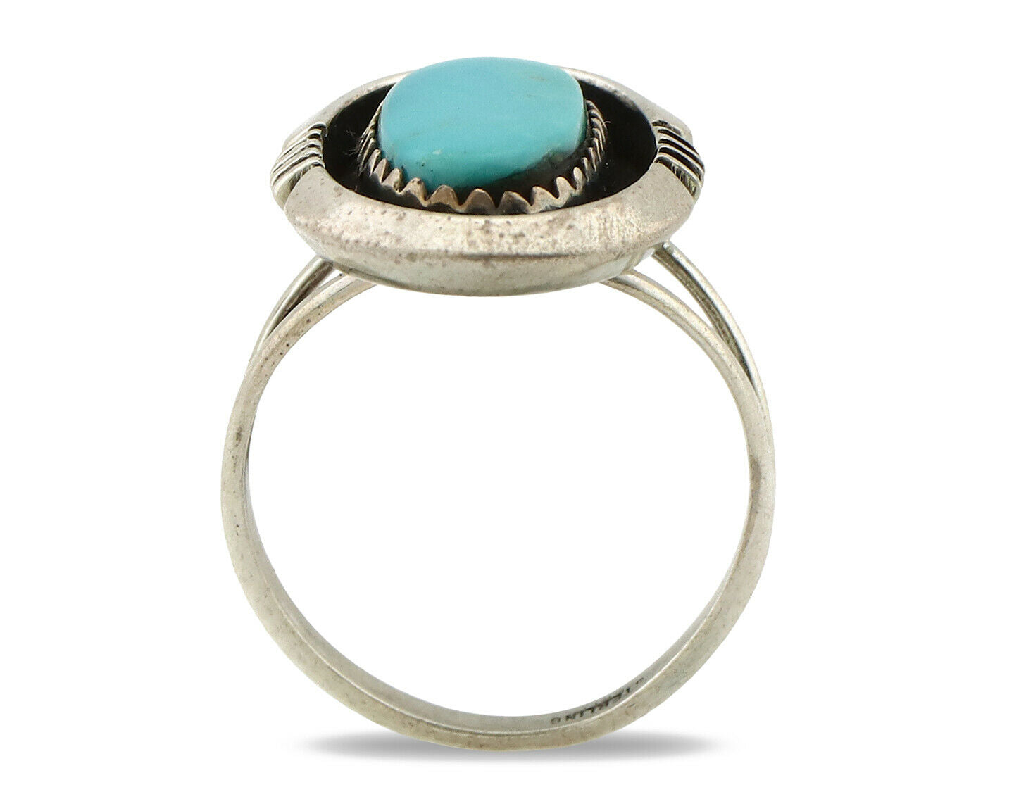 Navajo Ring .925 Silver Sleeping Beauty Turquoise Native American Artist C.1980s