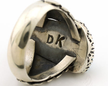 Navajo Ring .925 Silver Sleeping Beauty Turquoise Artist Signed DK C.80's