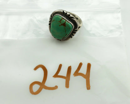 Navajo Ring .925 Silver Kingman Turquoise Artist Signed Gecko C.1980's