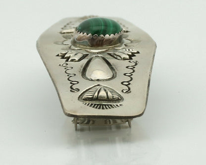 Women's Navajo Hair Clip .925 Silver Malachite Artist Signed LS C.80's