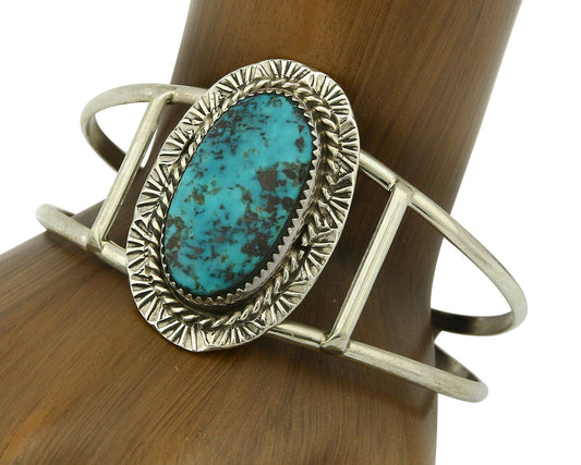 Navajo Bracelet .925 Silver Southwest Turquoise Cuff Artist Native C.80's