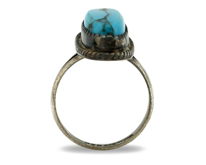 Navajo Ring .925 Silver Morenci Turquoise Native American Artist C.80's