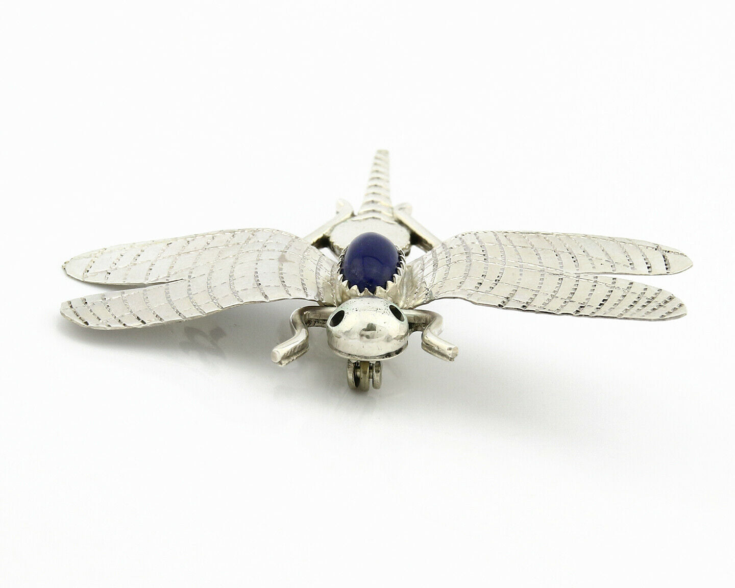 Navajo Pin Pendant .925 Silver Natural Lapis Signed Artist Frank Yazzie C80s