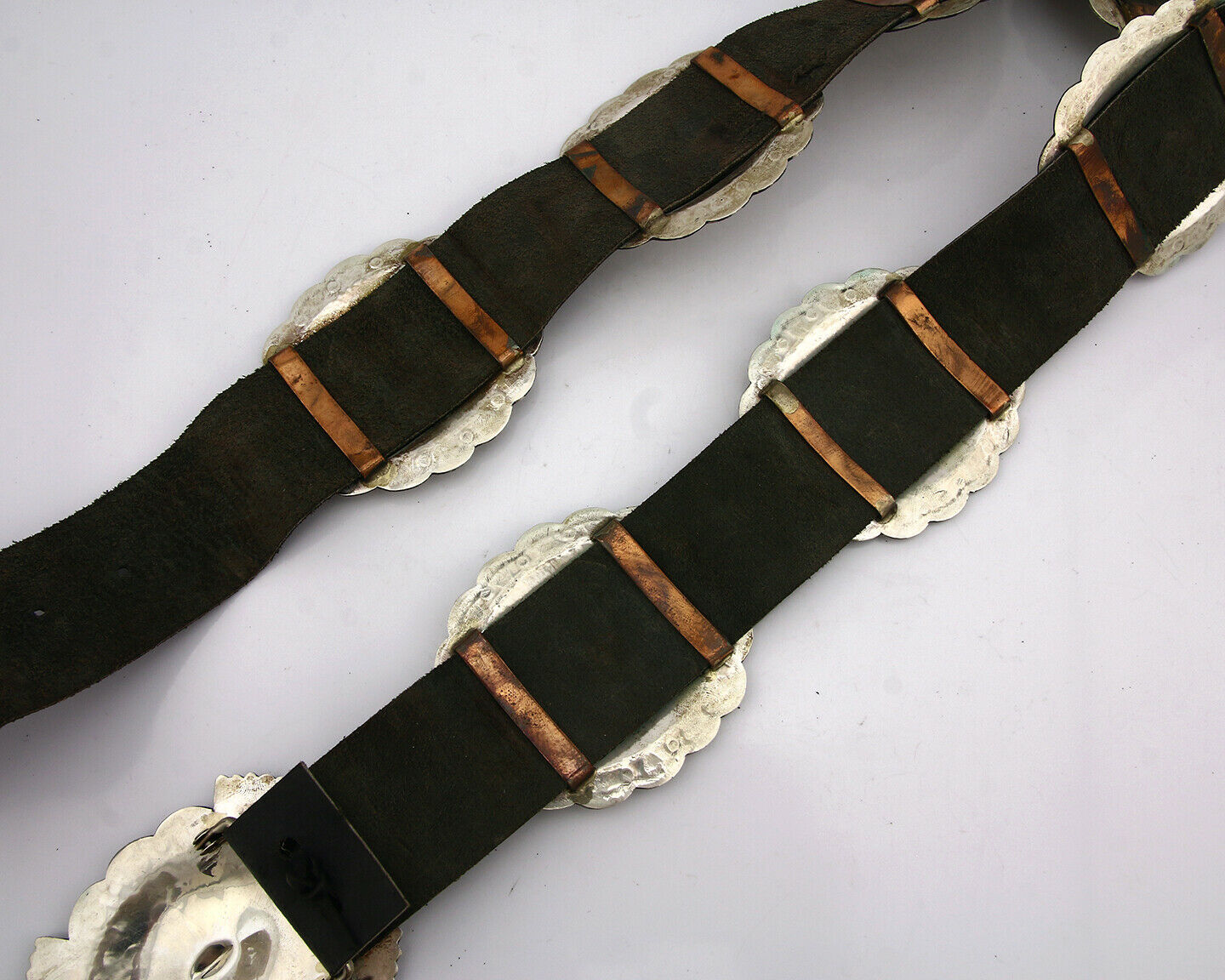 Navajo Concho Belt .925 Silver Hand Stamped Artist Susie James C.80's