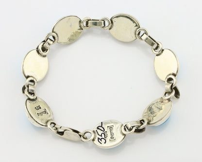 Navajo Link Bracelet .925 Silver Blue Turquoise Native American Artist C.80's