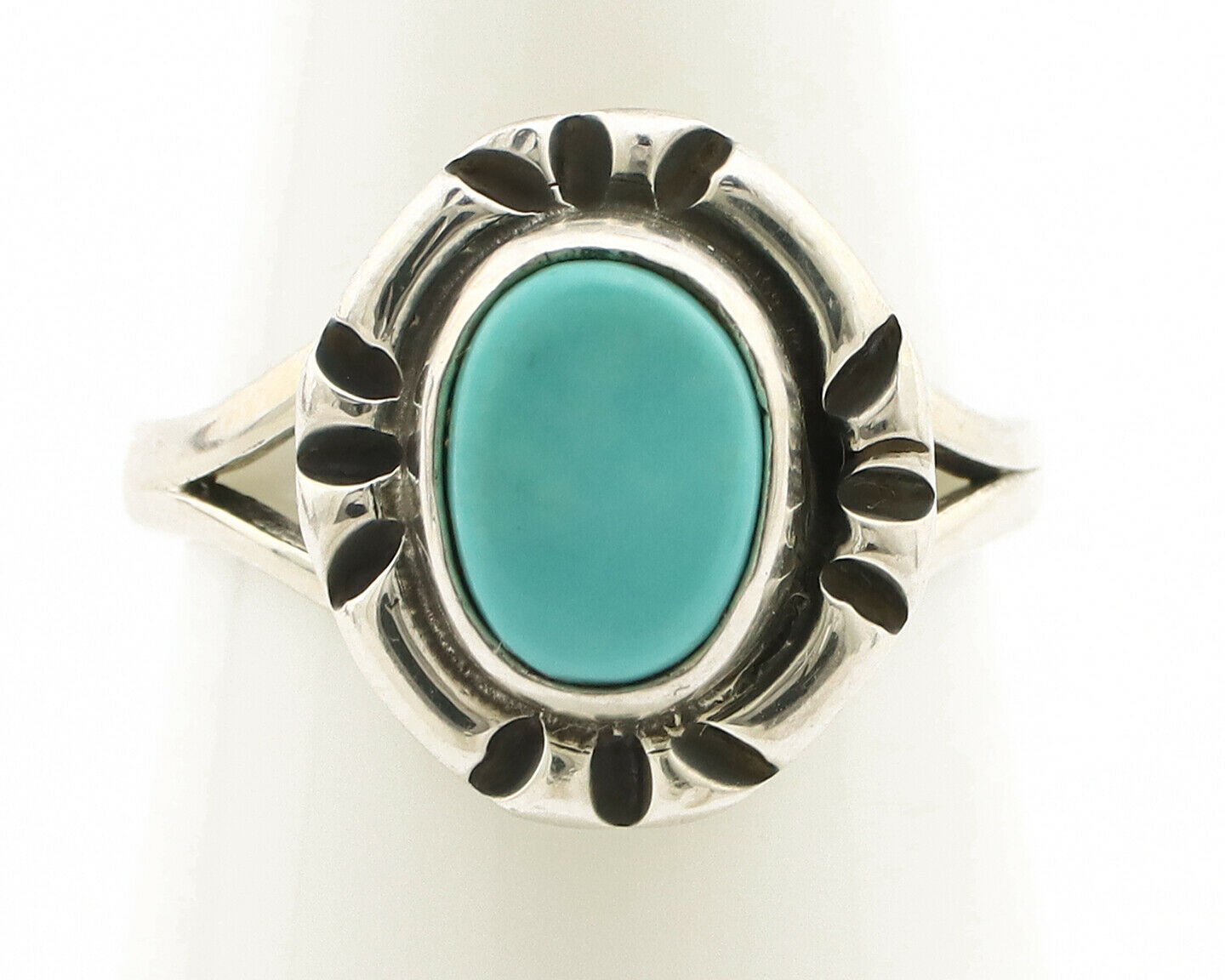 Navajo Ring .925 Silver Kingman Turquoise Artist Signed Gecko C.90's