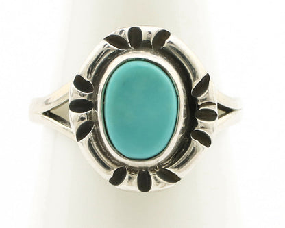 Navajo Ring .925 Silver Kingman Turquoise Artist Signed Gecko C.90's