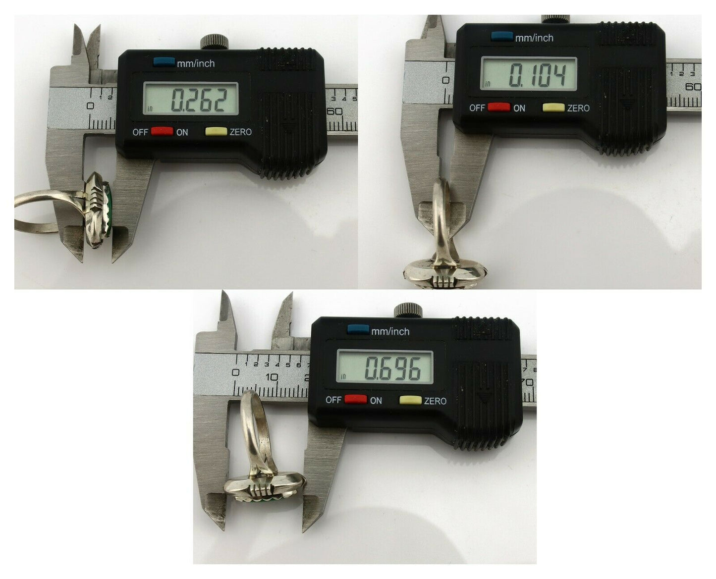 Navajo Ring .925 Silver Spiderweb Turquoise Handmade Native American Artist C80s