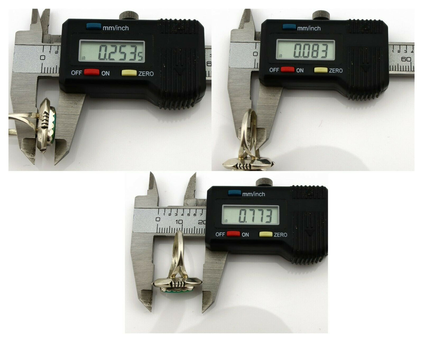 Navajo Ring .925 Silver Kingman Turquoise Artist Signed Apache C.80's