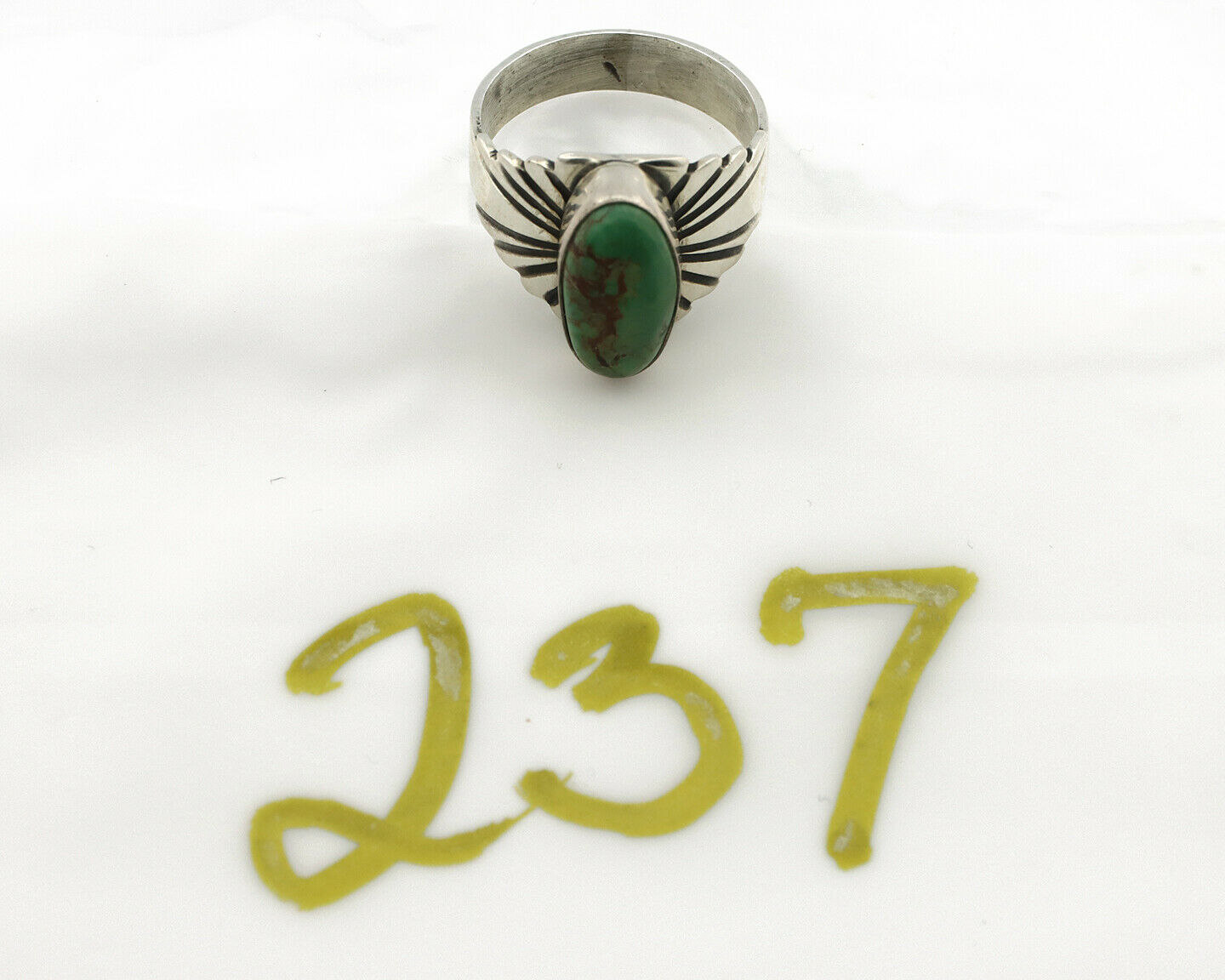 Navajo Ring .925 Silver Blue Green Arizona Turquoise Artist Signed Apache C.80's