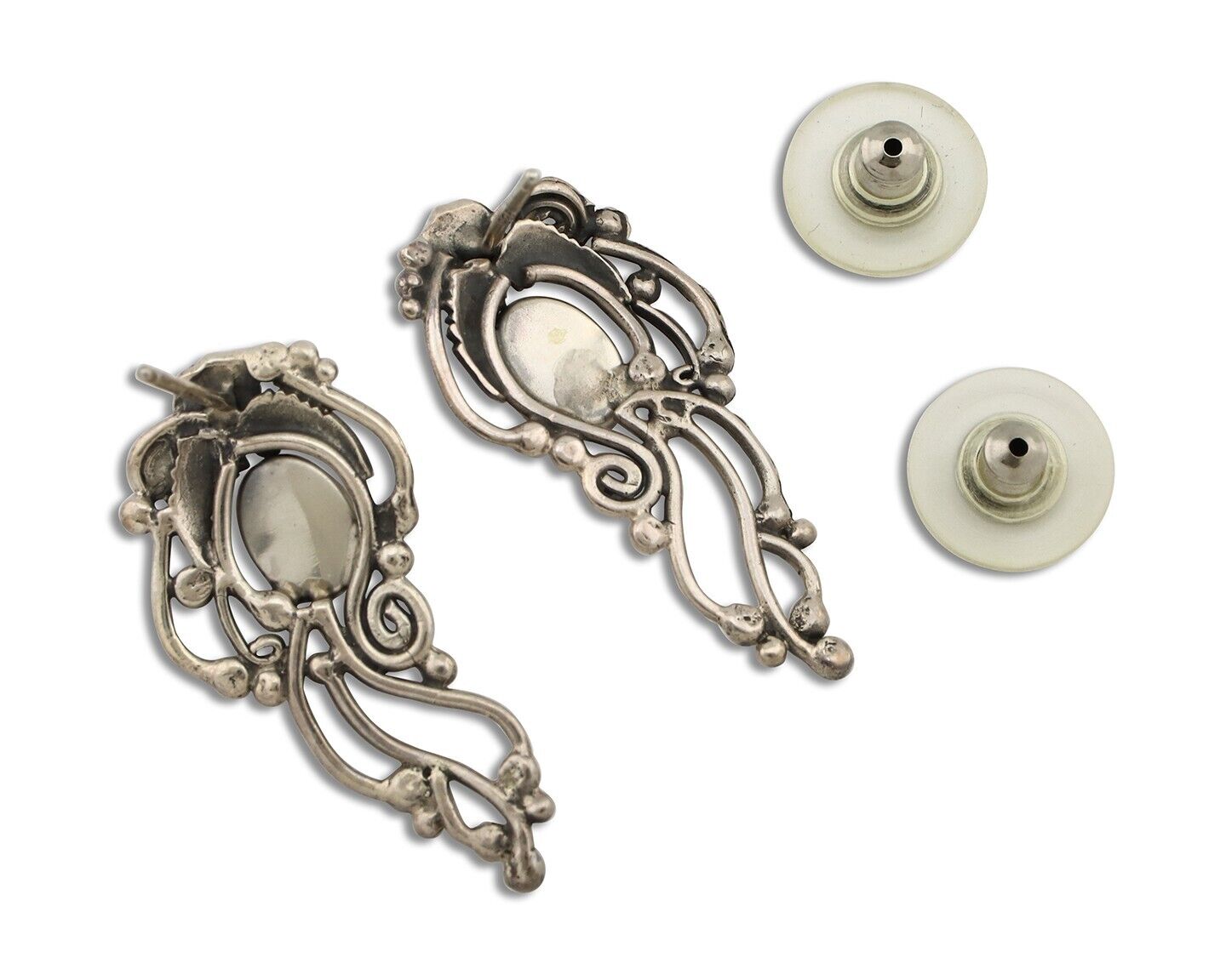 Navajo Earrings 925 Silver Natural Mined Denim Lapis Native American Artist C80s